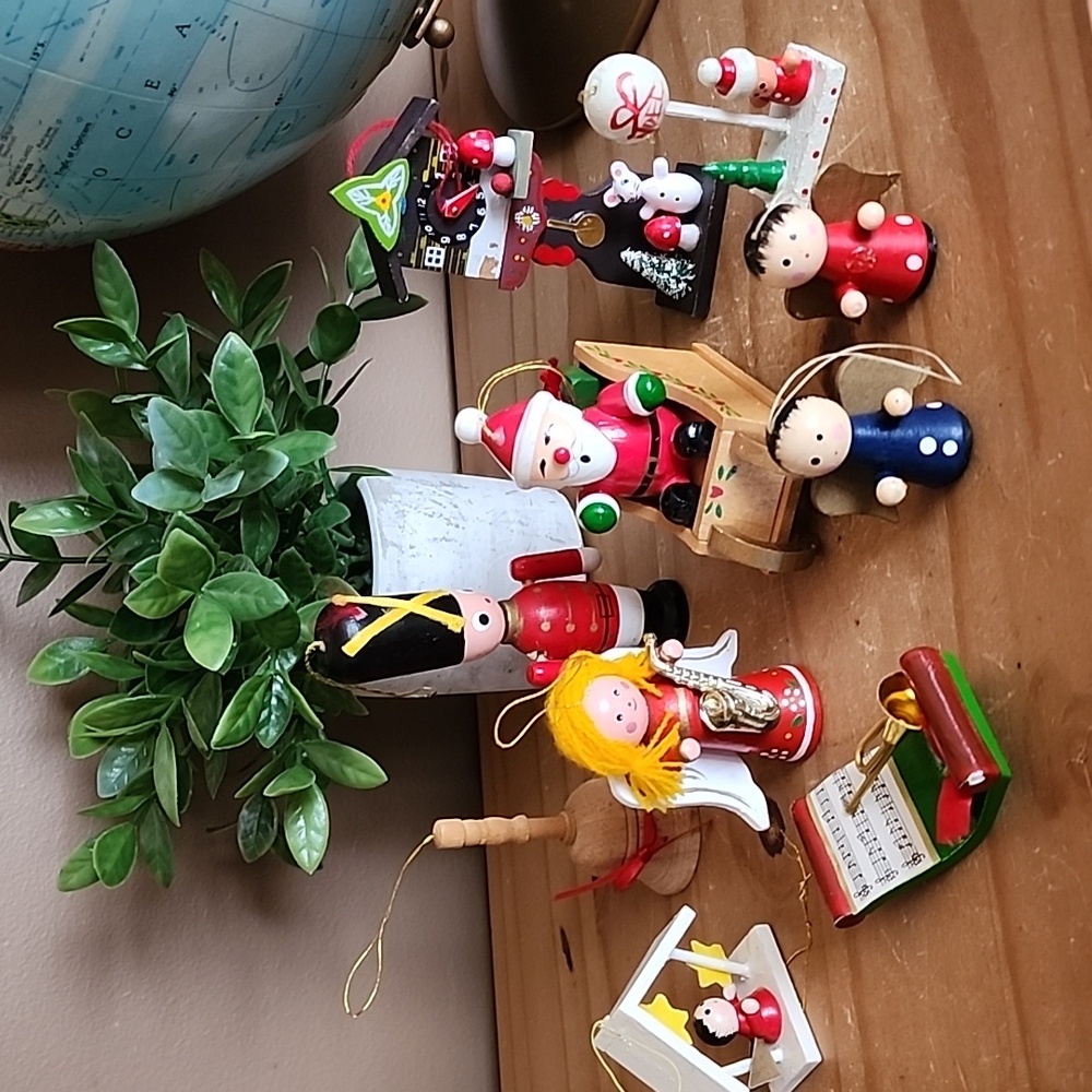 Vintage wood tree ornaments